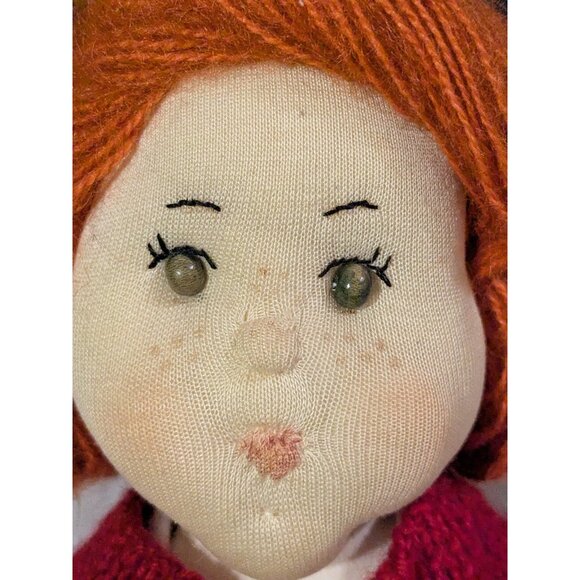 Handmade Doll Stockinette Schoolgirl Redhead Soft Sculpted Freckles Pouty 19" - Picture 13 of 16